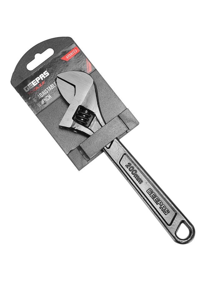 GEEPAS 8" Adjustable Wrench | High Quality CRV, Black Phosphated Finish and Comfortable Grip, Hardened and Tempered | Ideal for Gripping, Tightening, or More Black/Silver 8inch - Image 2