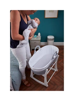 tommee tippee Sleepee Moses Basket With Stand - Mint Green/White  - Image 5