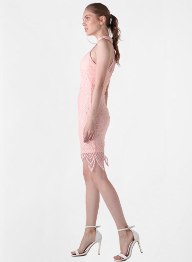 Diva London - Lace Overlay Dress Pink - Image 1
