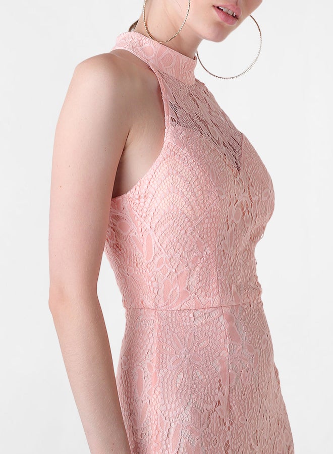 Diva London - Lace Overlay Dress Pink - Image 1