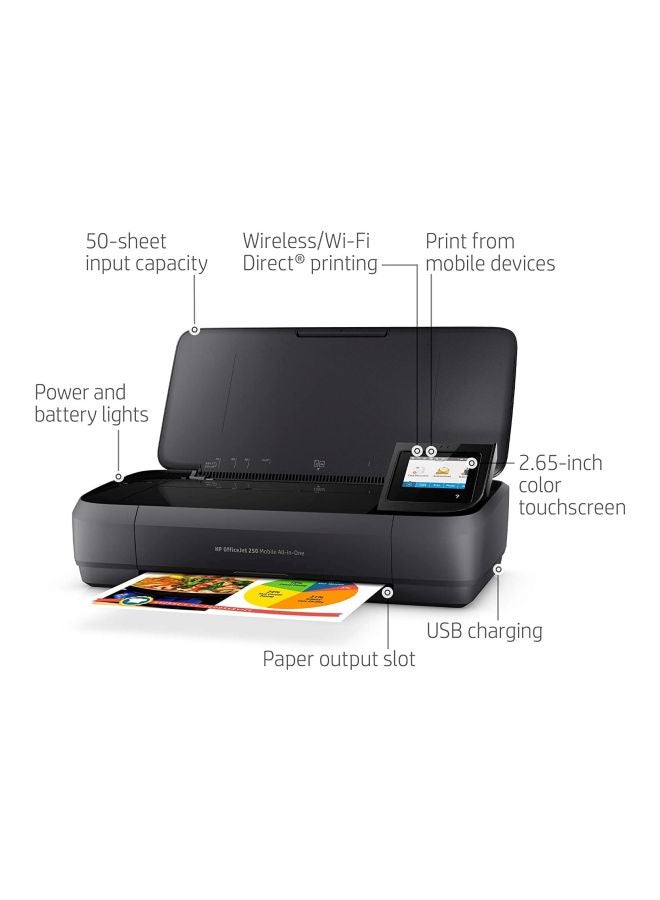 HP - OfficeJet 250 All-In-One Printer With Mobile Print/Scan/Copy/Wi-Fi Function Black - Image 1