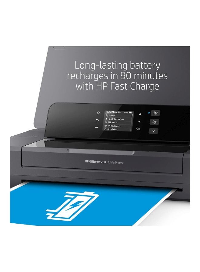 HP - Officejet 200 Inkjet Mobile Printer With Print/Wi-Fi Function Black - Image 1