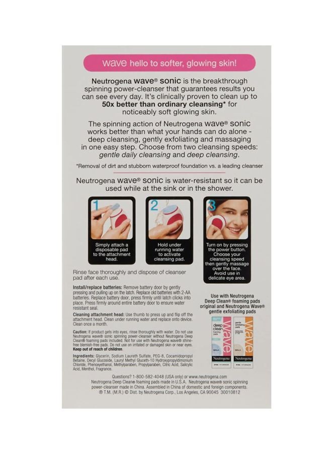 Neutrogena - Wave Sonic Power Cleanser With 14 Foaming Pads Red/White - Image 1