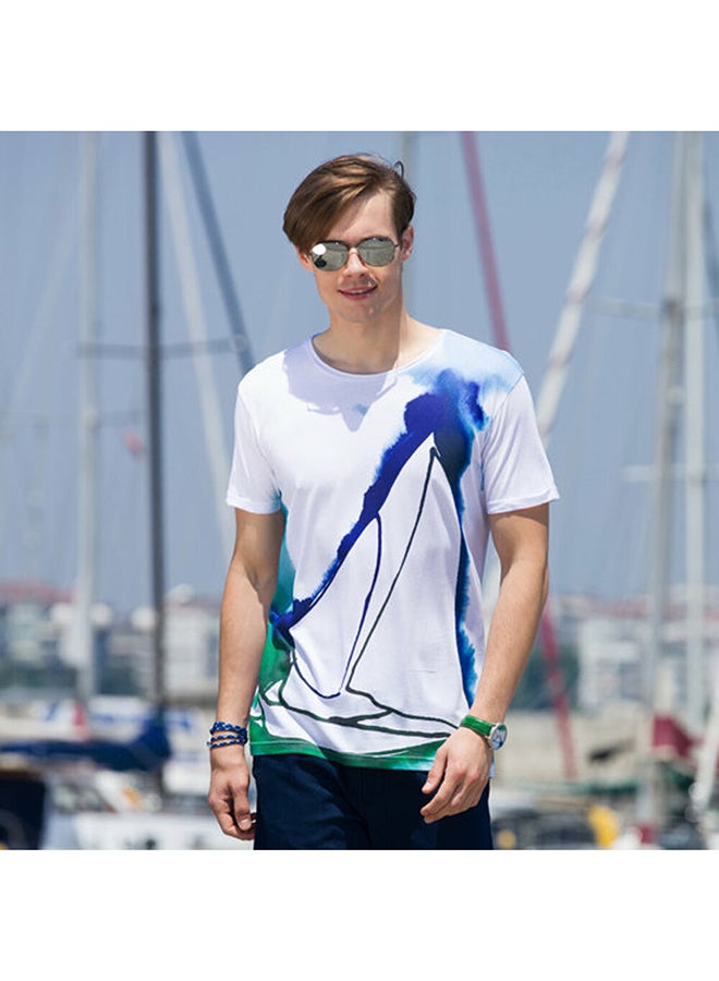 Sailing Boat Printed T-Shirt White - v1593928798/N18790498V_7