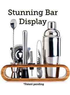 Generic 11-Piece Bar Tool Set with Stylish Bamboo Stand Silver 10centimeter  - Image 2