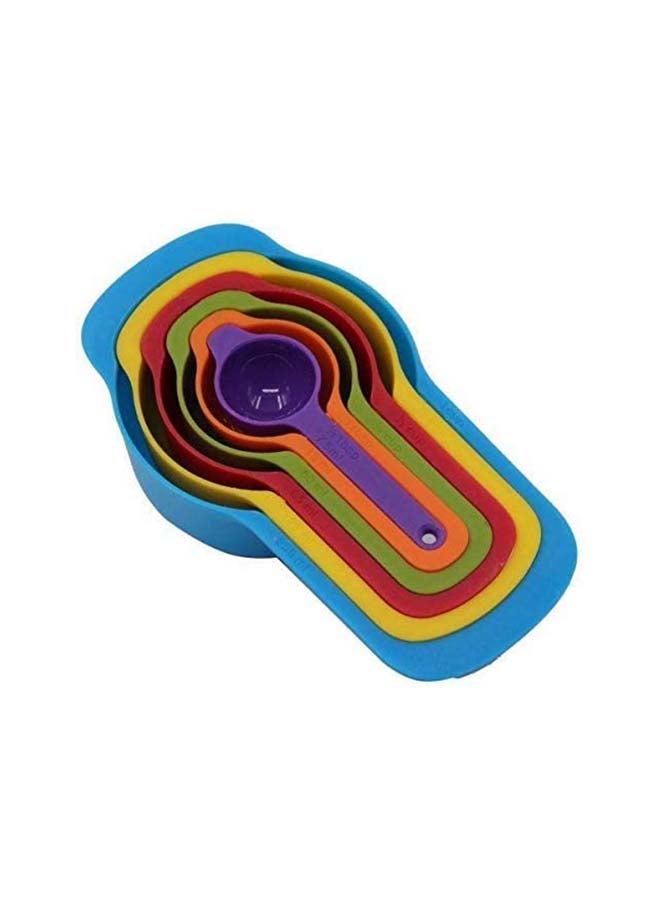 6 Pcs Of Plastic Measuring Cups And Spoons Set Multicolour 5centimeter