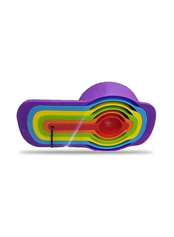 6 Pcs Of Plastic Measuring Cups And Spoons Set Multicolour 5centimeter