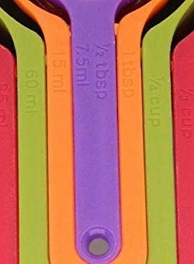 6 Pcs Of Plastic Measuring Cups And Spoons Set Multicolour 5centimeter