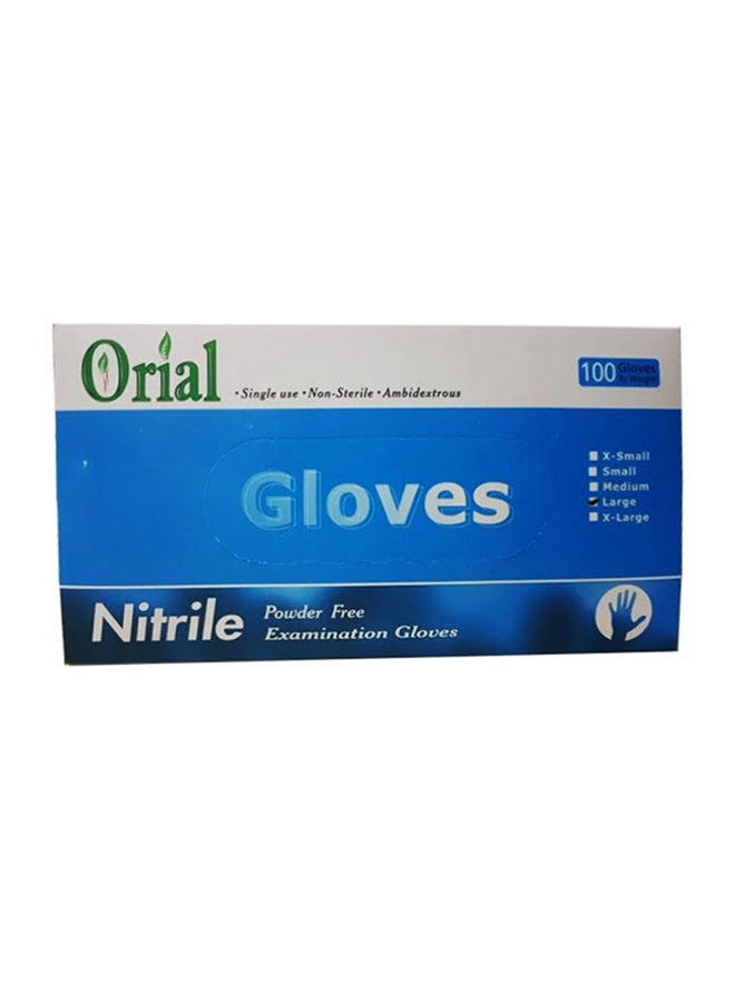 100-Piece Disposable Nitrile Powder Free Gloves Blue Large - Image 2