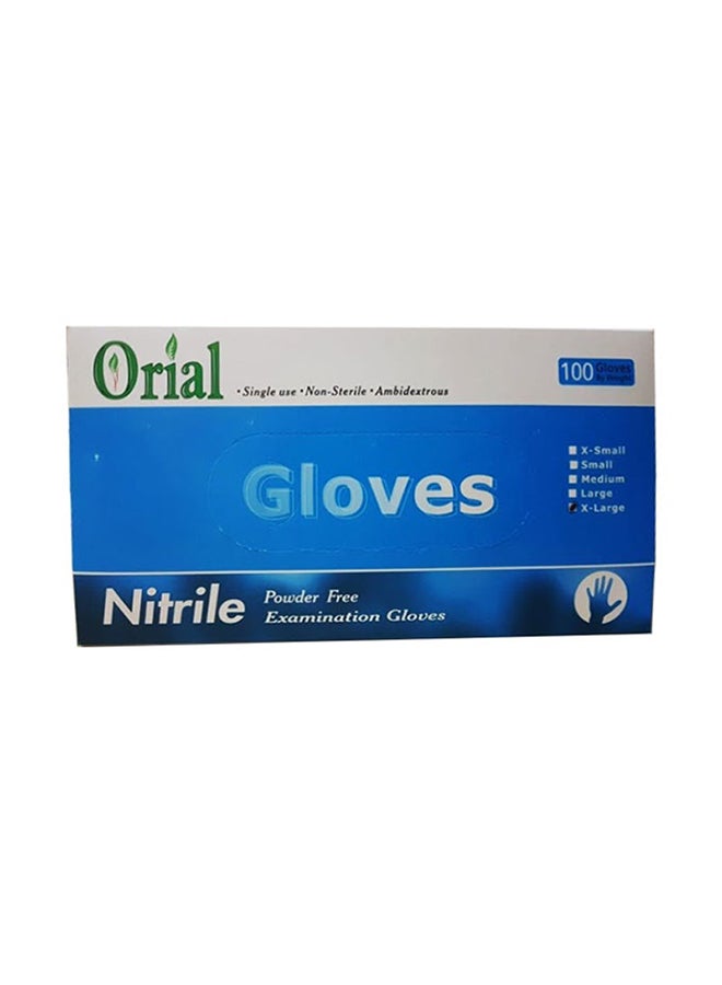 100 Piece Disposable Nitrile Powder Free Gloves Blue X Large - Image 2