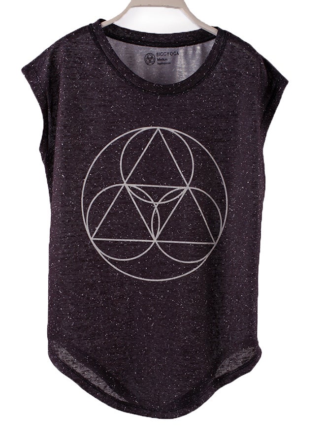 BiggYoga Round Neck T-Shirt Black  - Image 3