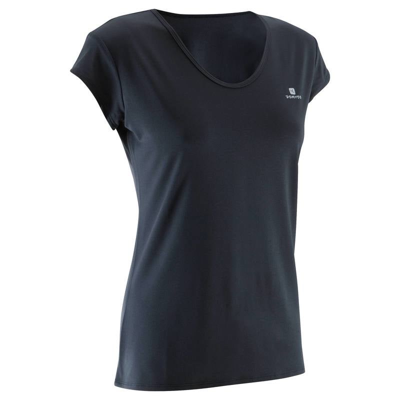 DECATHLON Solid Sports T-Shirt Black  - Image 5