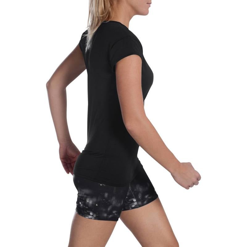 DECATHLON Solid Sports T-Shirt Black  - Image 2