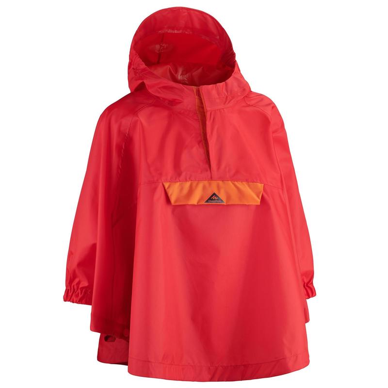 DECATHLON Kids Waterproof Poncho Red/Orange  - Image 1