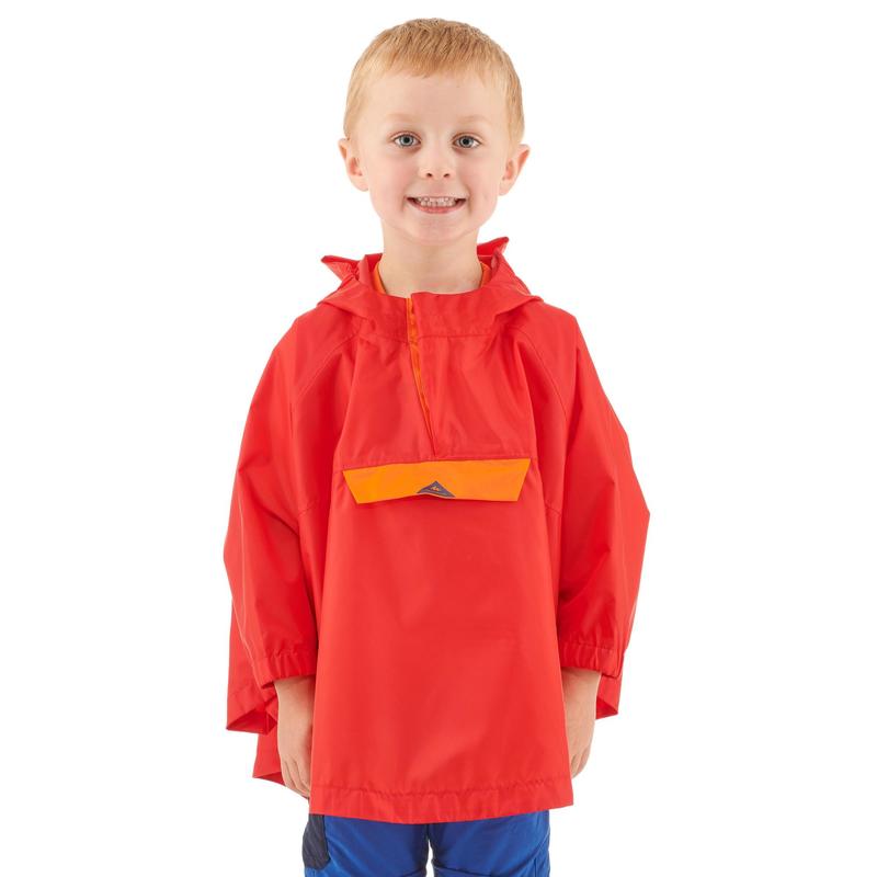 DECATHLON Kids Waterproof Poncho Red/Orange  - Image 2