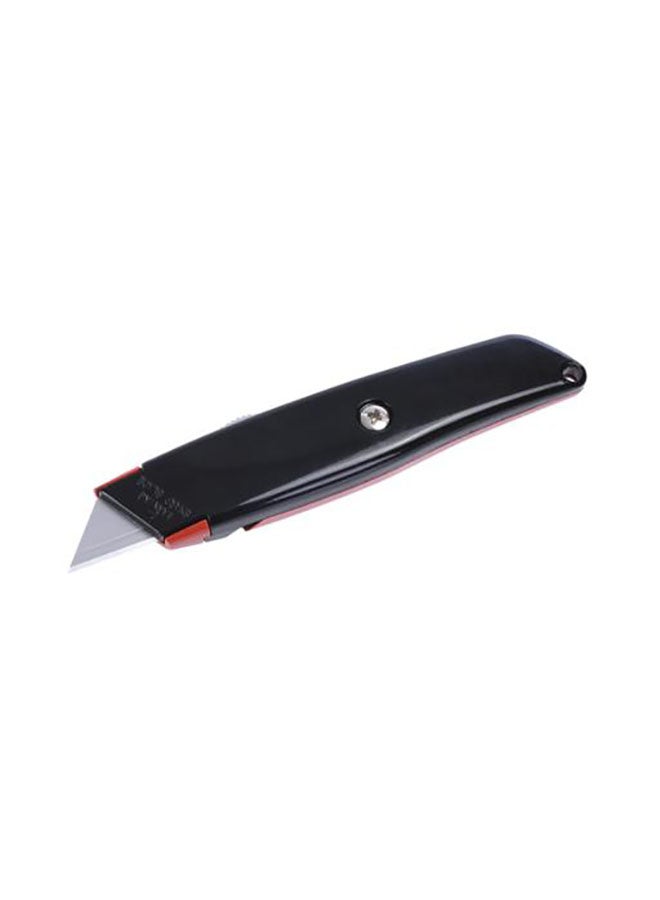 GEEPAS - Auto-Retractable Safety Utility Knife | Multi-Purpose Outdoor Knife | Ergonomic Handle & Razor-Sharp Blades, Strong Polymer Material, Internal Blade s Storage | Safety Toolkit with Internal Blade Storage Black/Silver/Red 19mm - Image 1