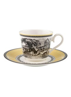 Villeroy & Boch 12-Piece Auden Ferme Breakfast Cup And Saucer Set White/Black/Beige  - Image 1