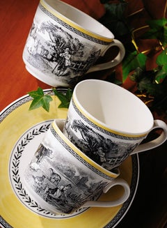 Villeroy & Boch 12-Piece Auden Ferme Breakfast Cup And Saucer Set White/Black/Beige  - Image 4