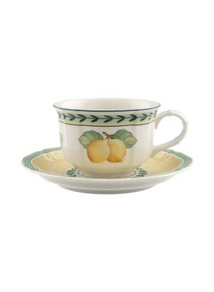 Villeroy & Boch 12-Piece French Garden Fleurence Tea Cup And Saucer Set White/Yellow/Green  - Image 1