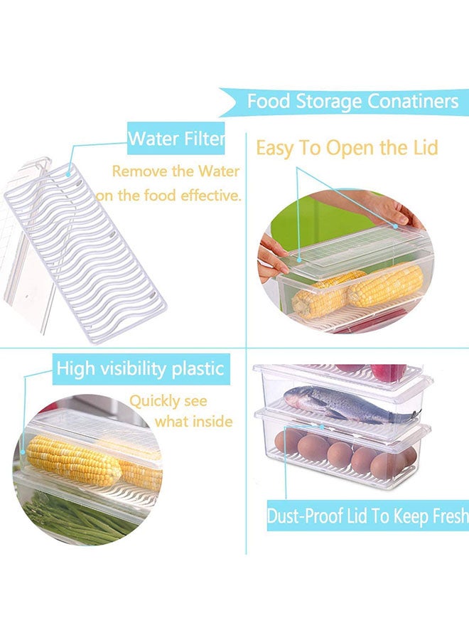 AIWANTO - Food Storage Container For Refrigerator With Removable Drain Tray White 30.7 x 15 x 14.2cm - Image 1