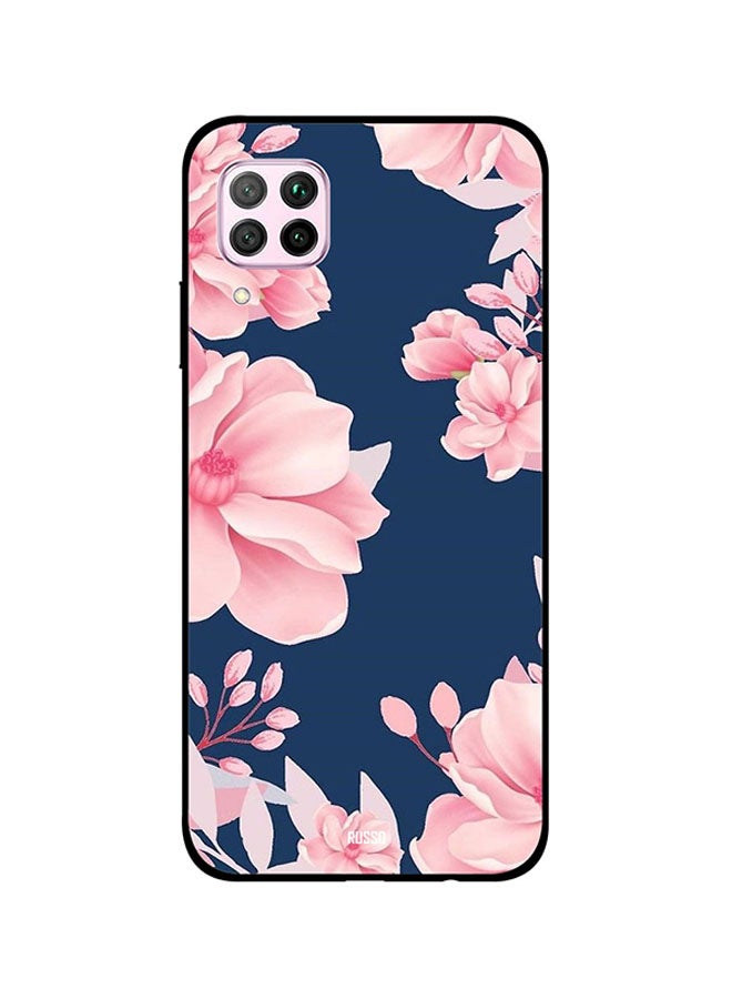 RUSSO Skin Snap Case Cover -for Huawei Nova 7i Light Pink Flowers With Blue Background Light Pink Flowers With Blue Background 