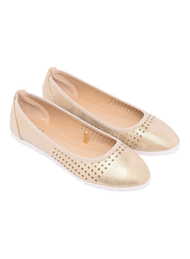 ZAHA - Perforated Ballerinas Gold - Image 1