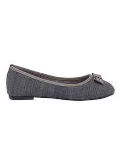 Kids Textured Ballerinas Dark Grey