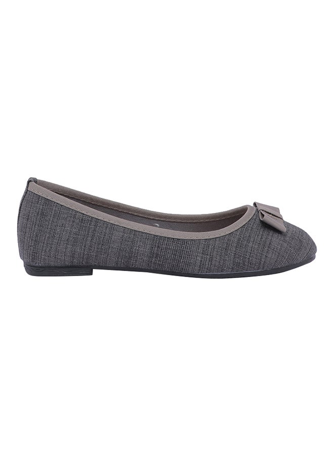 ZAHA - Kids Textured Ballerinas Dark Grey - Image 1