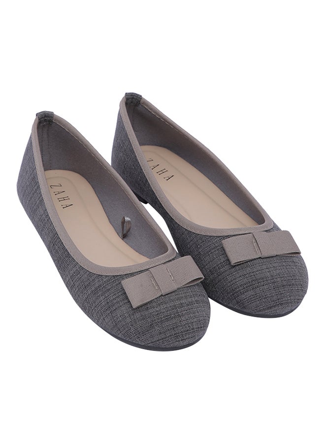 ZAHA - Kids Textured Ballerinas Dark Grey - Image 1