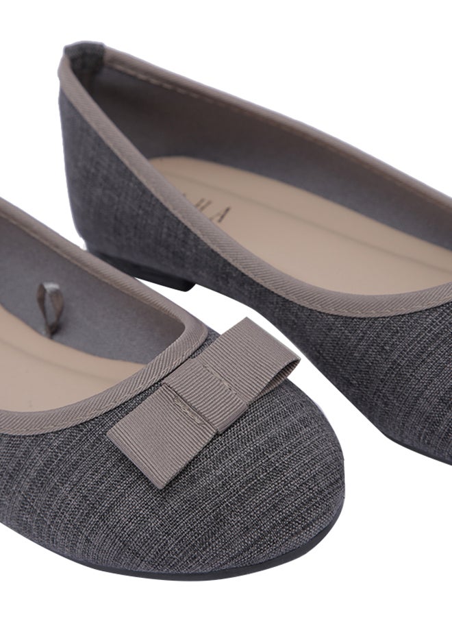 ZAHA - Kids Textured Ballerinas Dark Grey - Image 1