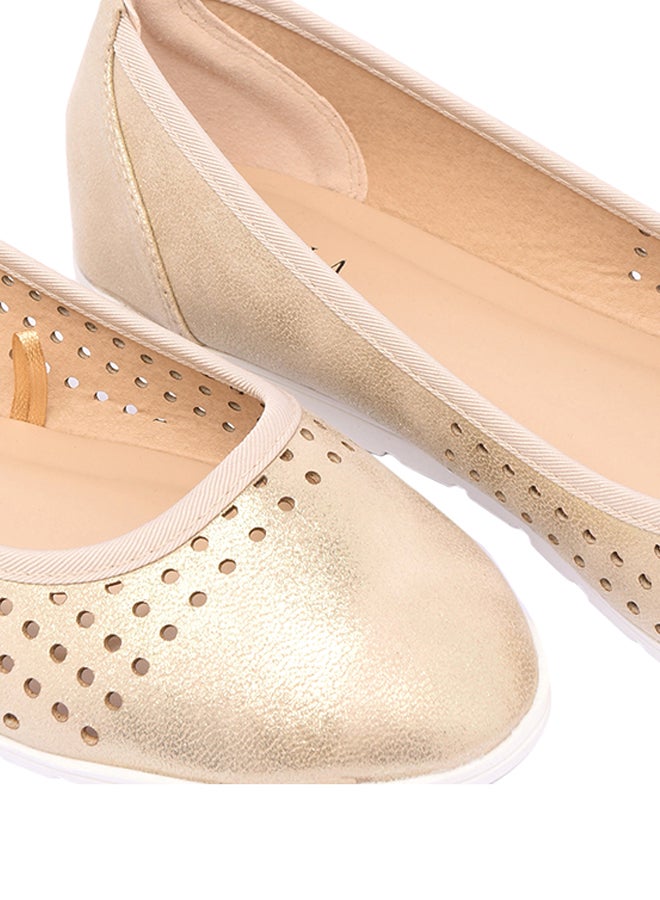 ZAHA - Perforated Ballerinas Gold - Image 1