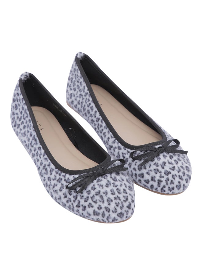 Animal Print Bow Detail Ballerinas White/Grey/Black - v1594027880/N38748940V_2