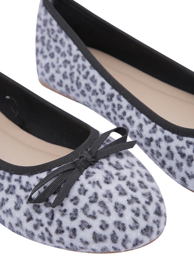 Animal Print Bow Detail Ballerinas White/Grey/Black - v1594027881/N38748940V_3