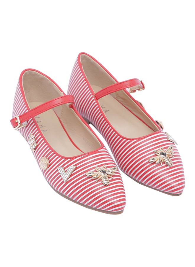 Girls Striped Charms Embellished Mary Janes Red/White - v1594028133/N38752071V_2