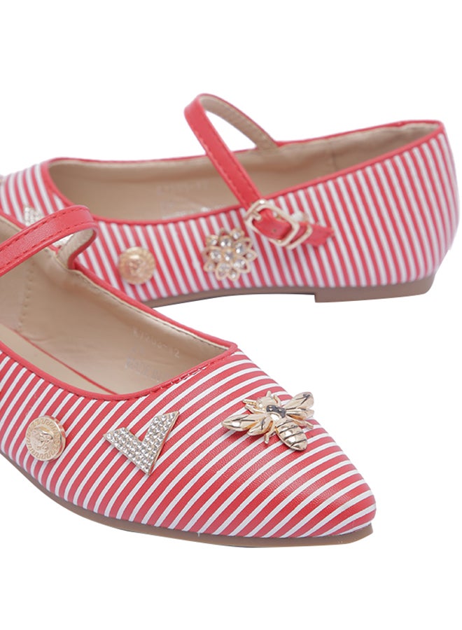 Girls Striped Charms Embellished Mary Janes Red/White - v1594028135/N38752071V_3