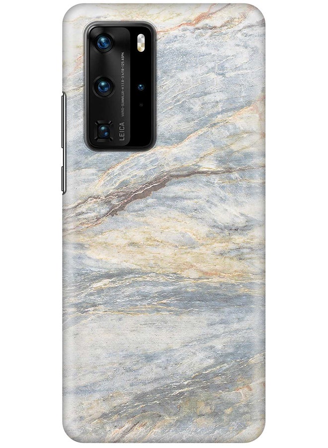 Stylizedd - Hard PC Shield Matte Finish Slim Snap Basic Series Case Cover For Huawei P40 Pro Marble Print Grey Classic - Image 1