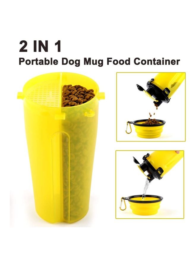 Generic Portable Water Bottle With Dispenser Bowl Yellow/Black  - Image 5