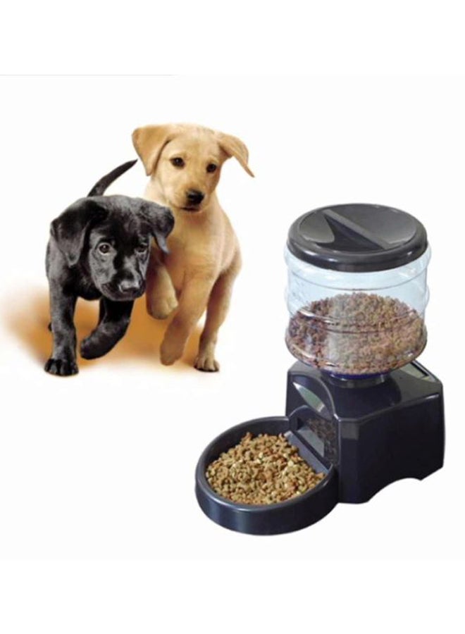 Automatic Pet Feeder With Voice Message Recording Black/Clear 5.5Liters