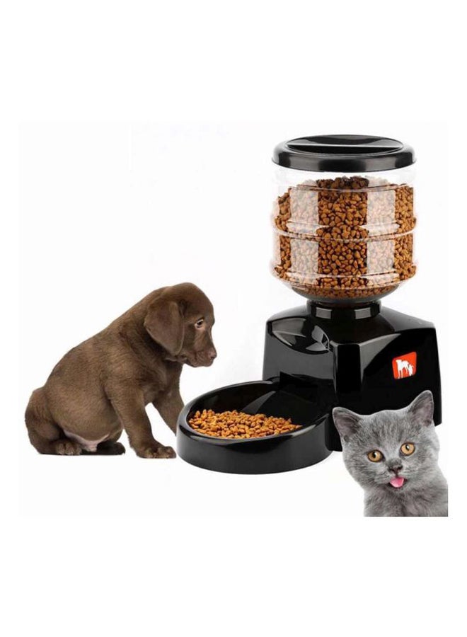 Automatic Pet Feeder With Voice Message Recording Black/Clear 5.5Liters