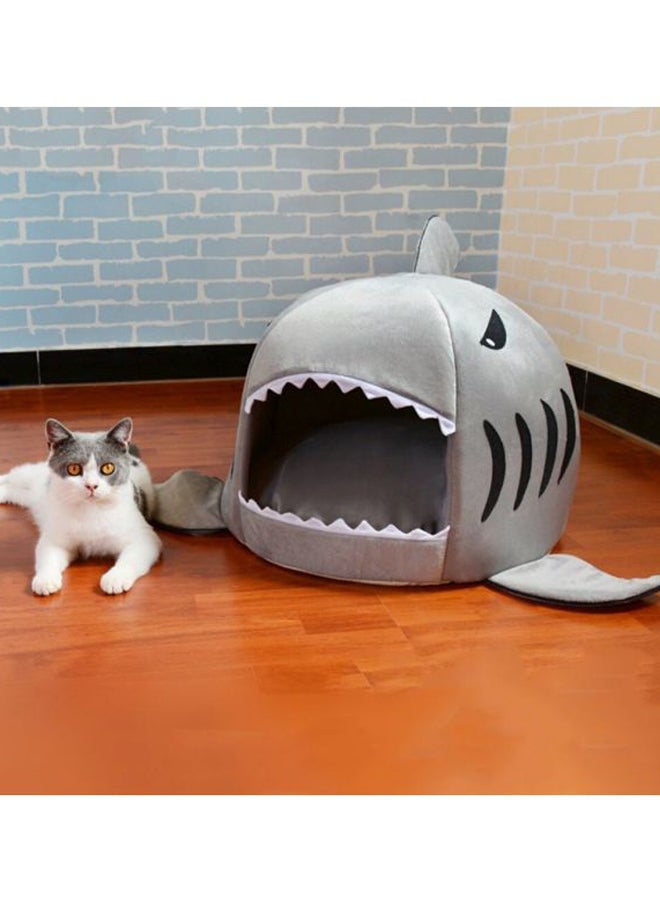 أوتاد بيت للحيوانات الأليفة بشكل فم القرش من القطيفة الدافئة المضادة للماء رمادي Mياردة - Image 2