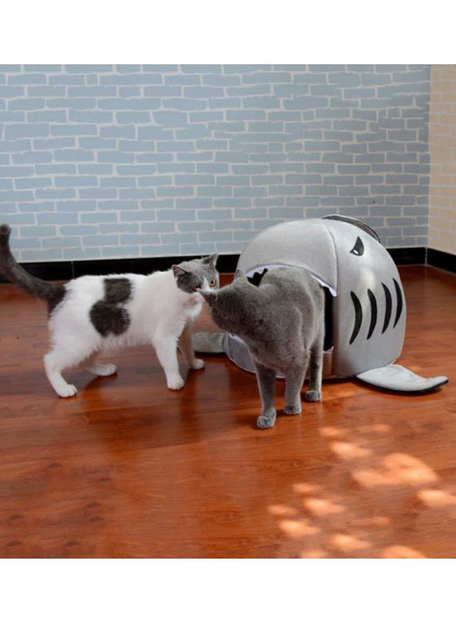 أوتاد بيت للحيوانات الأليفة بشكل فم القرش من القطيفة الدافئة المضادة للماء رمادي Mياردة - Image 3