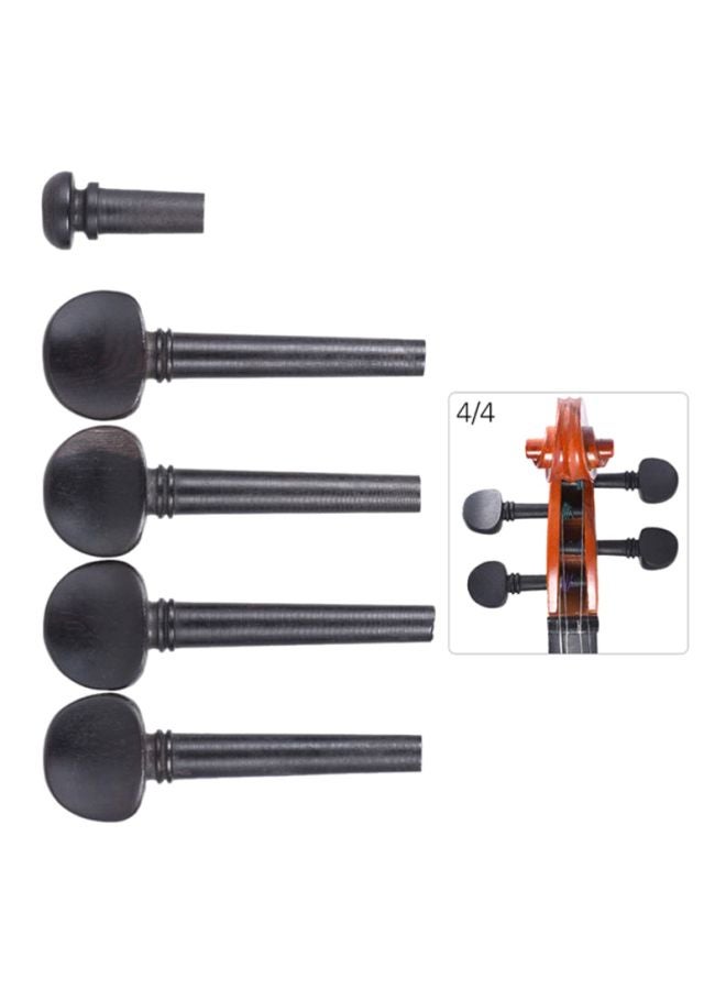 ammoon 5 Pieces Ebony Wood Violin Fiddle Tuning Pegs Endpin Replacement Set  - Image 4