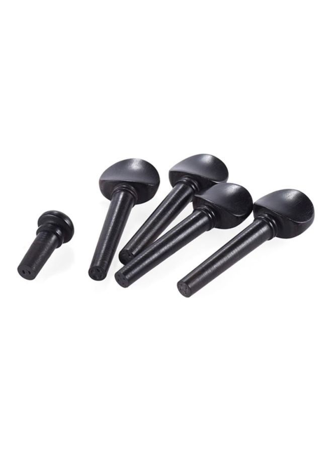 ammoon 5 Pieces Ebony Wood Violin Fiddle Tuning Pegs Endpin Replacement Set  - Image 2