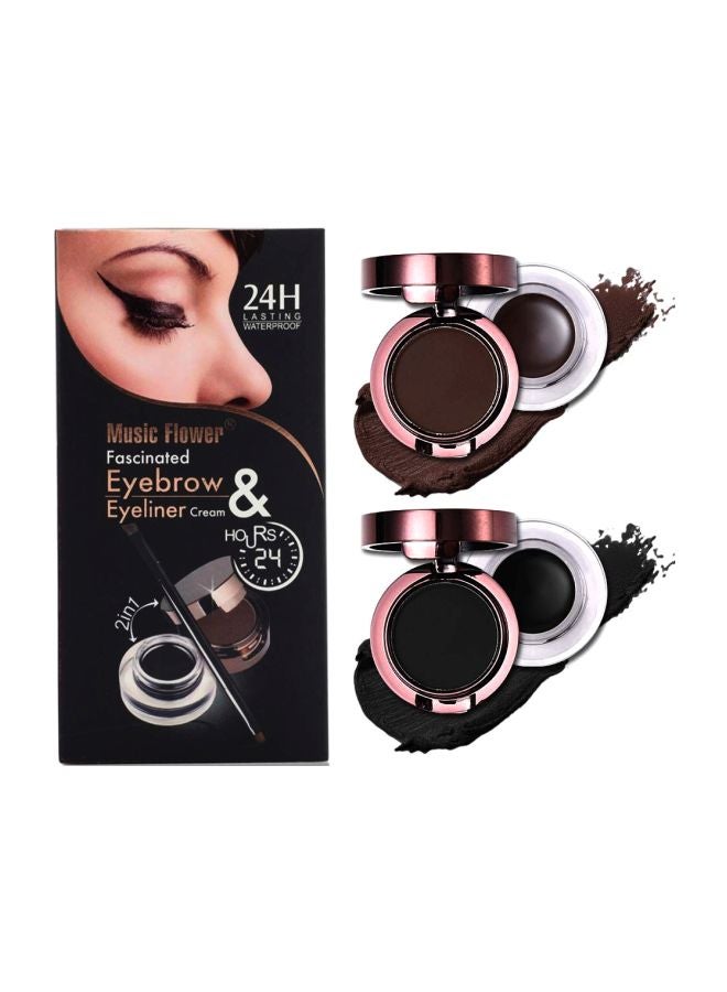 Music Flower - Fascinated Eyebrow And Eyeliner Cream Set Brown/Black - Image 1