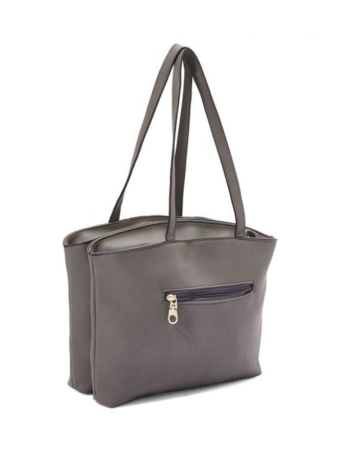 Front Patterned Shoulder Bag Grey