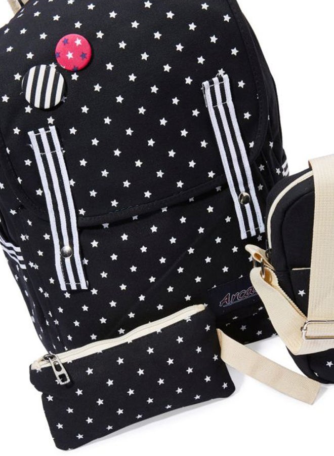 3-Piece Printed Backpack Set Black
