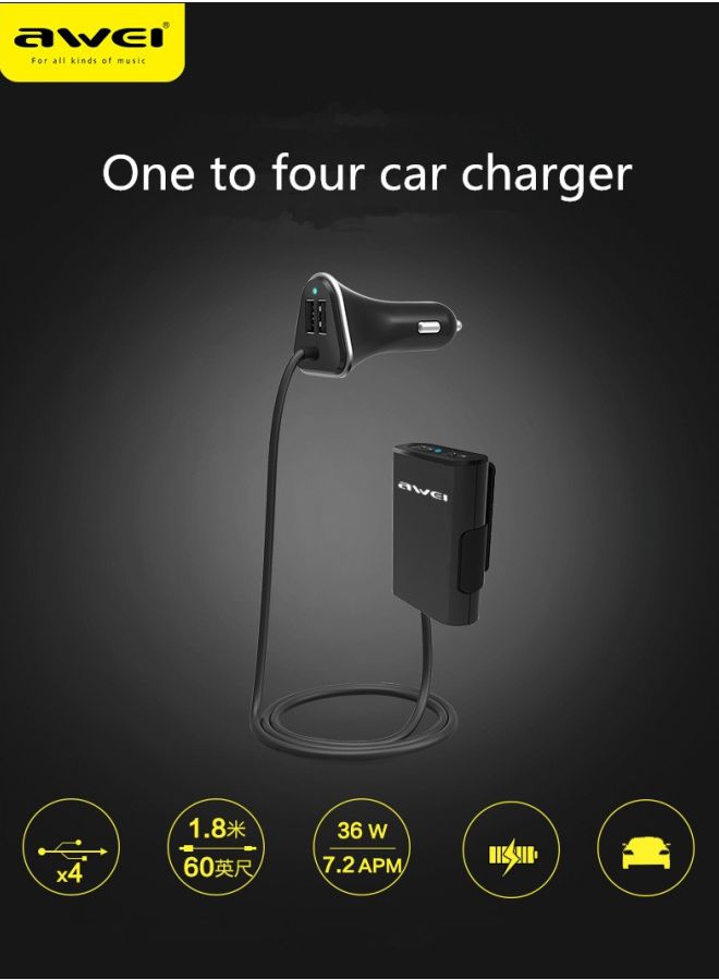 Awei 4-In-1 USB Quick Car Charging Adapter - Image 2