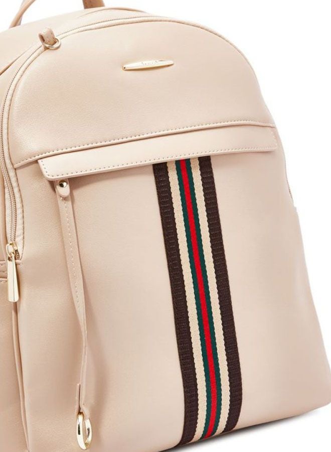 YUEJIN - Faux Leather Fashion Backpack Apricot - Image 1