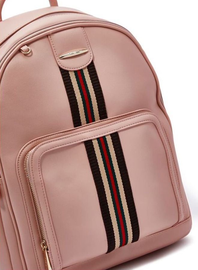 YUEJIN Casual Striped Backpack Pink  - Image 3