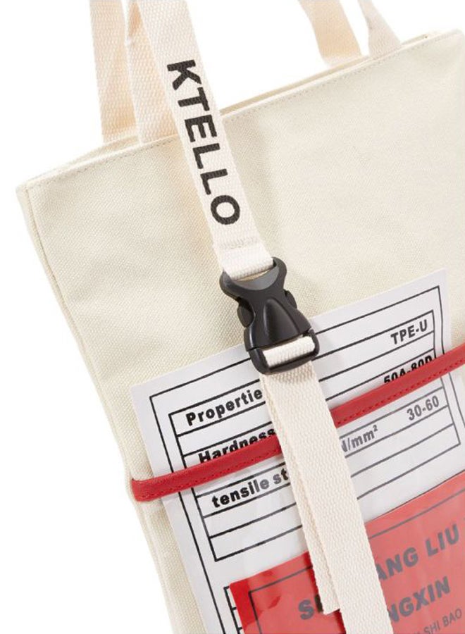 أركاد حقيبة كتف من الجلد الصناعي بيج/أحمر - Image 3